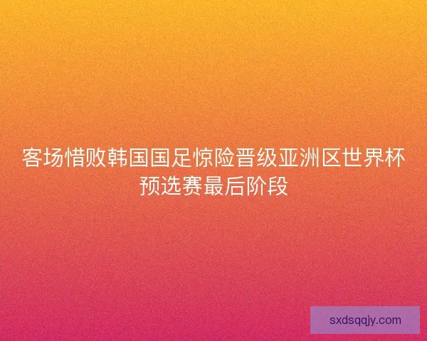 客场惜败韩国国足惊险晋级亚洲区世界杯预选赛最后阶段