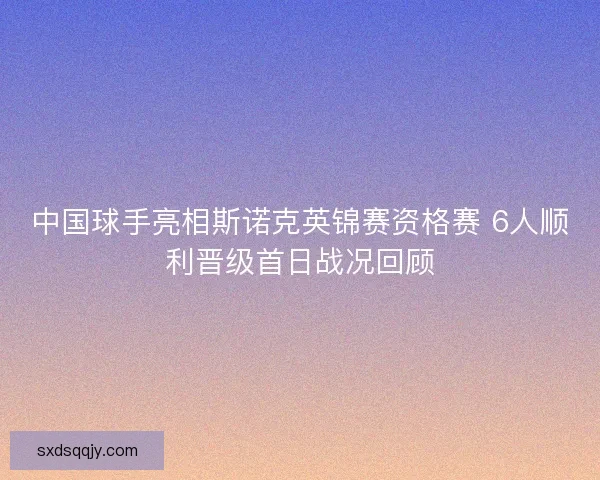 中国球手亮相斯诺克英锦赛资格赛 6人顺利晋级首日战况回顾